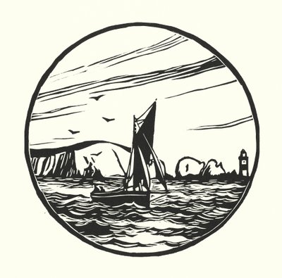 Halászhajók és uszályok: Itchen komphajó (fametszet) alkotó: Cyril A. Wilkinson