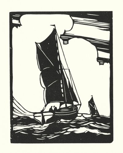 Halászhajók és uszályok: Leigh Bawley (fametszet) alkotó: Cyril A. Wilkinson
