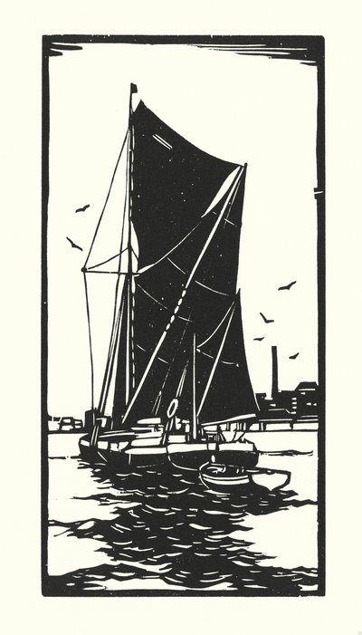 Halászhajók és uszályok: (fametszet) alkotó: Cyril A. Wilkinson