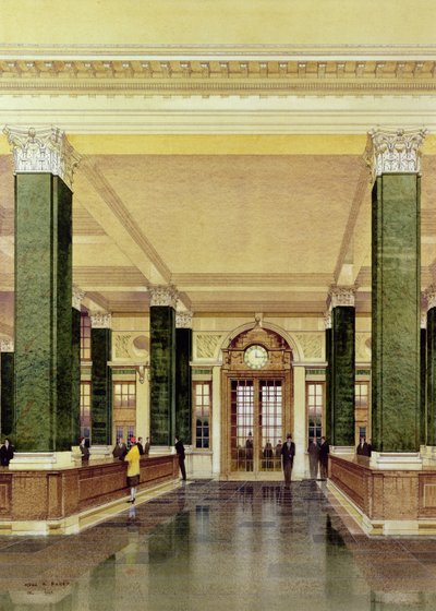 A Midland Bank belseje, London alkotó: Cyril Farey