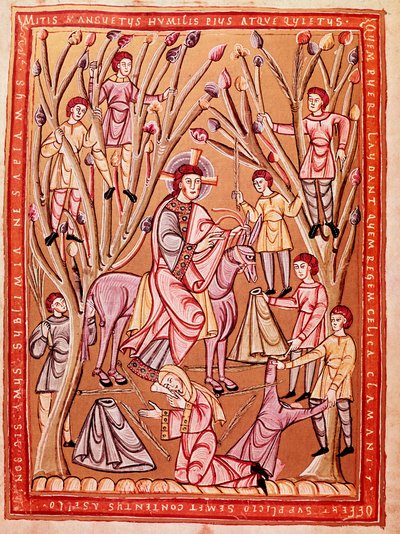 Jézus diadalmas bevonulása Jeruzsálembe (miniatúra, 1085 körül) alkotó: Czech School