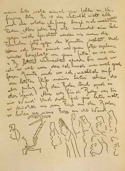Franz Kafka kézirata, 1910 körül (tinta, papír) alkotó: Czech School