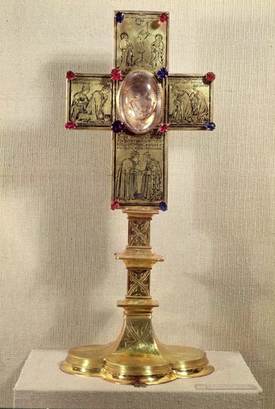 V. Urbán pápa (1310-70) 1368-78 ereklyetartó keresztje (arany, kristály és drágakövek) alkotó: Czech School