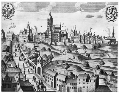 Prágai kilátás a császári palotával és a Hittudományi Főiskolával, 1618 körül alkotó: Czech School