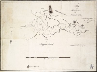 A Szingapúr melletti kikötő terve, készítette D.l. Ross kapitány, FRS Marine Surveyor General (FRS) alkotó: D. I. Ross