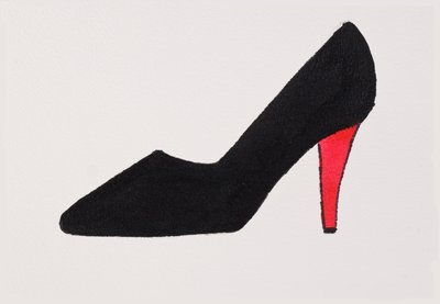 Black High Heel, 2017 (fekete tinta, arany filctollal, papírra) alkotó: Daisy de Villeneuve