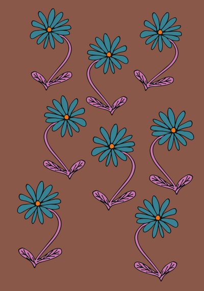 Százszorszépek ismétlés barna háttér (digitális) alkotó: Daisy de Villeneuve