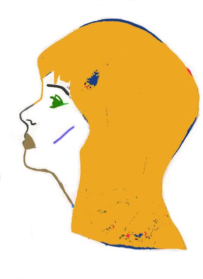 Sárga fej,2017 (filctoll papírra) alkotó: Daisy de Villeneuve
