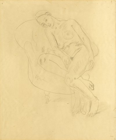 Fotelben ülő női akt (ceruza) alkotó: Dame Ethel Walker