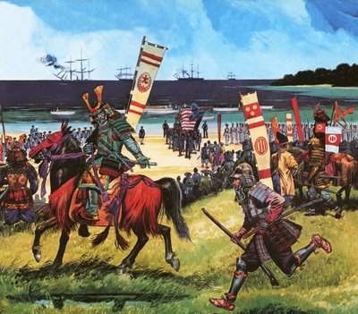 Amerikaiak érkeznek a mai Tokiói-öbölbe 1853. július 8-án. alkotó: Dan Escott