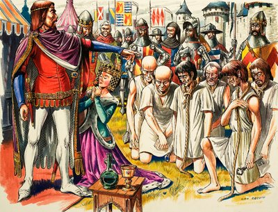 Calais-i polgárok és III. Edward angol király 1347-ben (gouache, papír) alkotó: Dan Escott