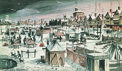 Fagyos vásár a Temzén (színes litográfia) alkotó: Dan Escott