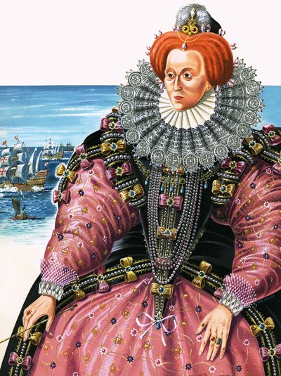 I. Erzsébet királynő (gouache, papír) alkotó: Dan Escott