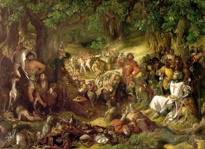 Robin Hood és vidám emberei Oroszlánszívű Richárdot szórakoztatják a Sherwood Forestben alkotó: Daniel Maclise