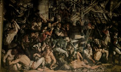 Nelson halála, a Victory alsó fedélzetének részlete alkotó: Daniel Maclise