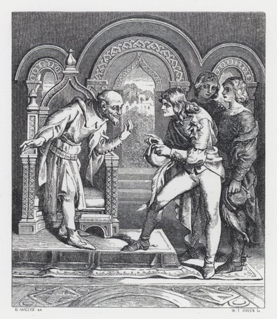 Illusztráció Tennyson A hercegnő című verséhez (metszet) alkotó: Daniel (after) Maclise
