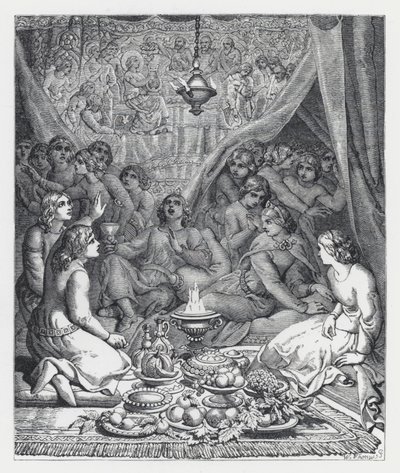 Illusztráció Tennyson A hercegnő című verséhez (metszet) alkotó: Daniel (after) Maclise