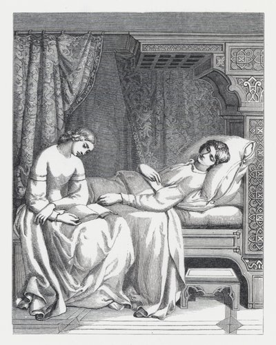 Illusztráció Tennyson A hercegnő című verséhez (metszet) alkotó: Daniel (after) Maclise