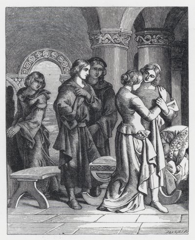 Illusztráció Tennyson A hercegnő című verséhez (metszet) alkotó: Daniel (after) Maclise