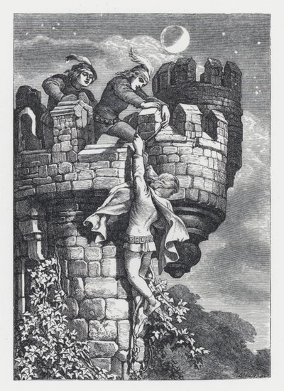 Illusztráció Tennyson A hercegnő című verséhez (metszet) alkotó: Daniel (after) Maclise