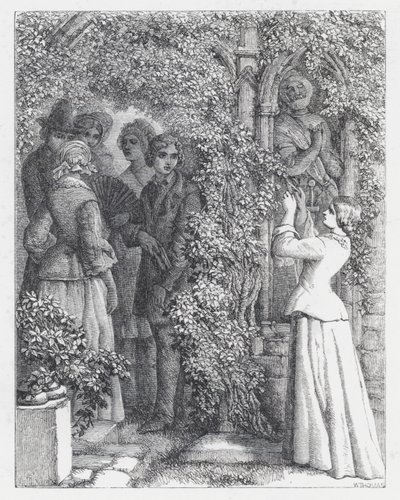 Illusztráció Tennyson A hercegnő című verséhez (metszet) alkotó: Daniel (after) Maclise