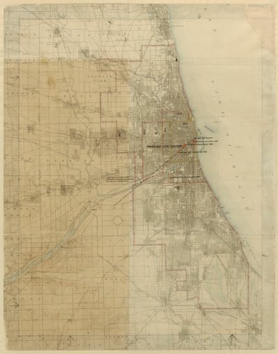 Chicago (Chicago, Illinois) terve, a város növekedését bemutató diagram, 1909. alkotó: Daniel Burnham