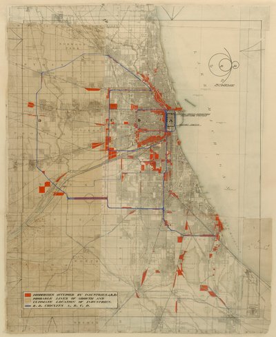 Chicago, Chicago, Illinois, Railroad Circuits diagram, 1909. alkotó: Daniel Burnham