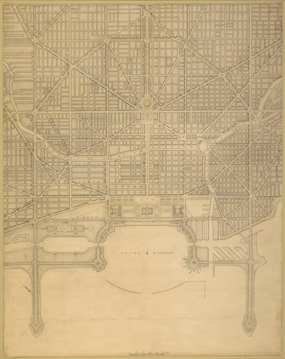 110. tábla a The Plan of Chicago-ból, 1909: Chicago. A teljes utcarendszer terve... alkotó: Daniel Burnham