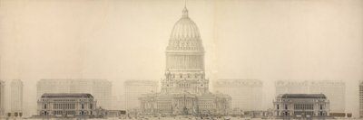 131. tábla a The Plan of Chicago-ból, 1909: Chicago. Homlokzat, amely az épületcsoportot mutatja... alkotó: Daniel Burnham
