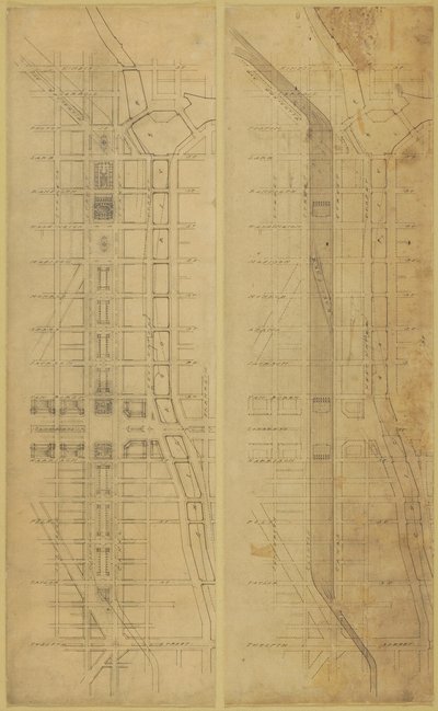 78. tábla 2 Rajzok a Chicago tervéből, 1909: Javasolt hely és elrendezés a... alkotó: Daniel Burnham
