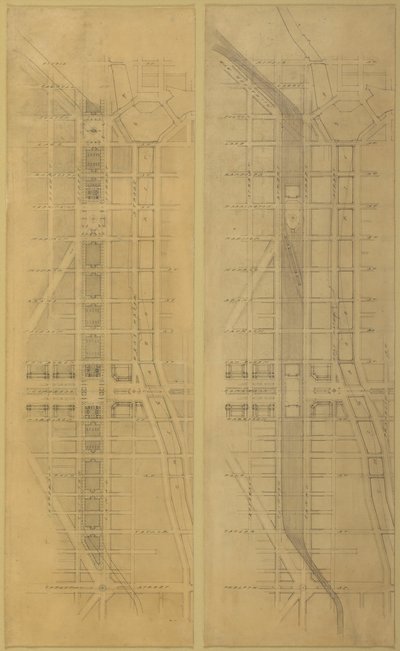 79. tábla 2 Rajzok a Chicagói Tervből, 1909: Javasolt helye és elrendezése a... alkotó: Daniel Burnham