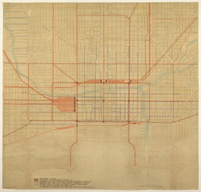 80. tábla a The Plan of Chicago-ból, 1909: Chicago. A városközpont diagramja, a javasolt... alkotó: Daniel Burnham