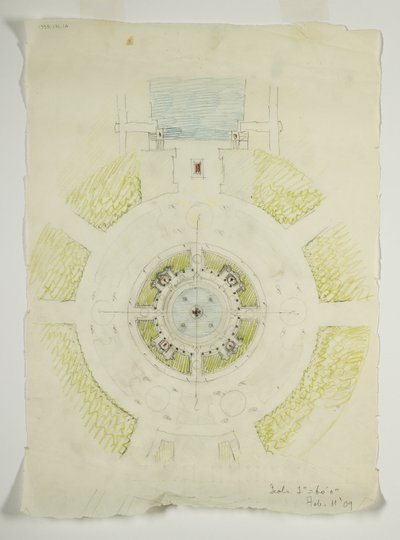 Potomac Round Point, Washington D.C., Kör alakú medenceterv vázlata, 1909. alkotó: Daniel Burnham