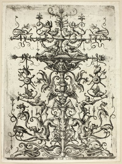 Arabeszkekkel díszített dísz, 1526/30, nyomtatva 1684 alkotó: Daniel Hopfer