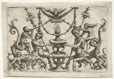 Dísz szirénával és tritonnal. alkotó: Daniel Hopfer