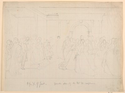 Rajz, Általános terv a "Martha Washington fogadáshoz", 1860 alkotó: Daniel Huntington