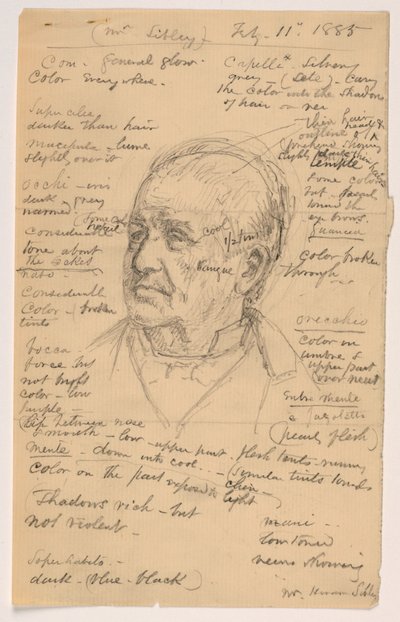 Rajz, Hiram Sibley feje, sok jegyzet, 1885 alkotó: Daniel Huntington