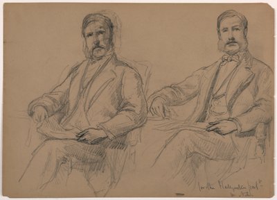 Rajz, Julius Hallgarten ülve, két tanulmány; hátoldalon: Mr. Hunt állva, 1884 alkotó: Daniel Huntington