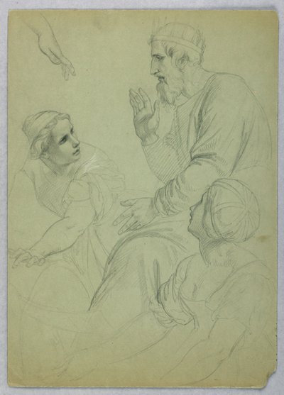 Rajz, Király és két nő, szeparált, 1845 körül. alkotó: Daniel Huntington