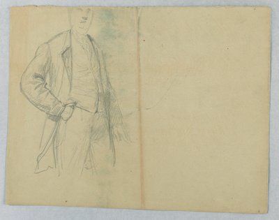 Rajz, idősebb Samuel Ward úr, zsebre dugott kézzel áll, 1880 alkotó: Daniel Huntington