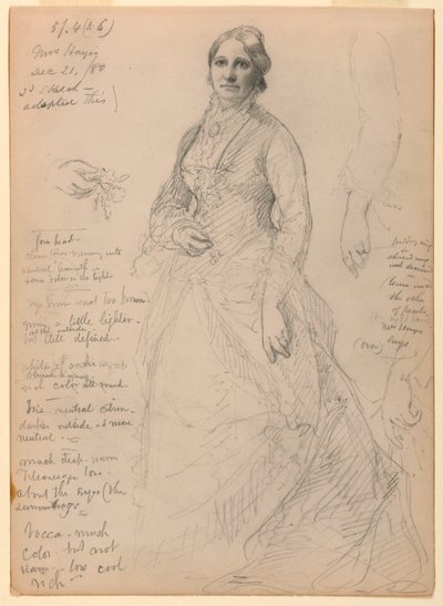 Rajz, Rutherford B. Hayes asszony, 1880. december 21. alkotó: Daniel Huntington