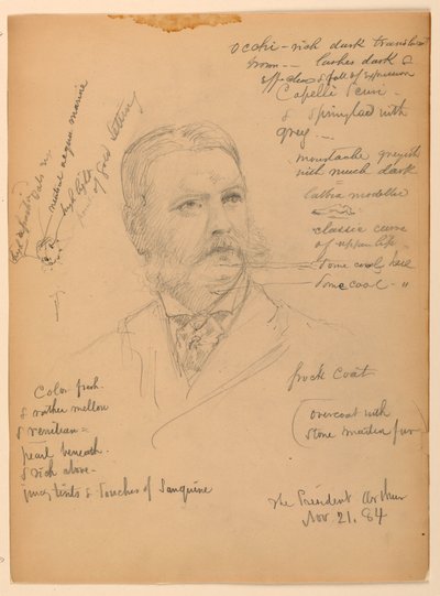 Rajz, Chester Alan Ar elnök, 1884. november 21. alkotó: Daniel Huntington