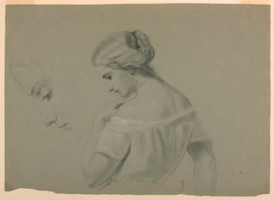 Rajz, női fej profilja a, 1840-70 alkotó: Daniel Huntington