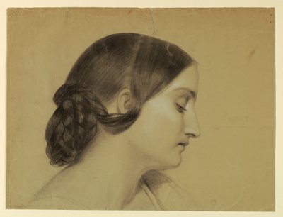 Rajz, Nő profilja fonott csomóval, 1845 körül. alkotó: Daniel Huntington