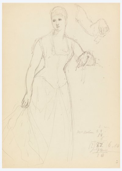 Rajz, Vázlat Bella Worsham portréjához, 1878 alkotó: Daniel Huntington