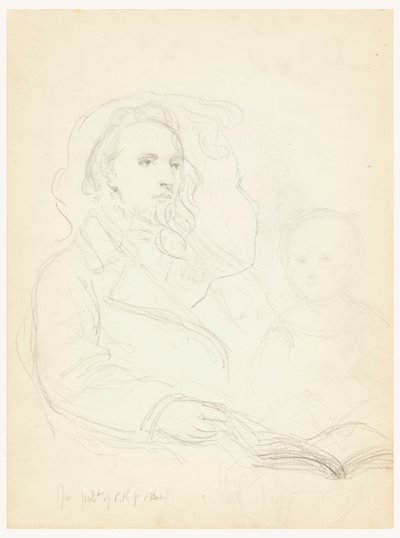 Rajz, Vázlatok "A jótékonyság leckéjéhez" és ifjabb Peter Richards portréja, 1849 alkotó: Daniel Huntington