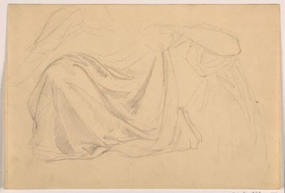 Rajz, tanulmány az "Igazságosság és béke:", Drapéria, 1878-86 alkotó: Daniel Huntington