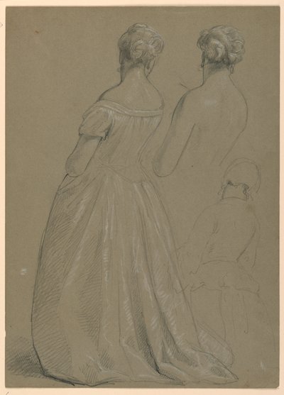 Rajz, tanulmány a "Martha Washington fogadásához", 1860 alkotó: Daniel Huntington