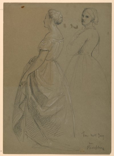 Rajz, tanulmány a "Martha Washington fogadásához", 1860 alkotó: Daniel Huntington