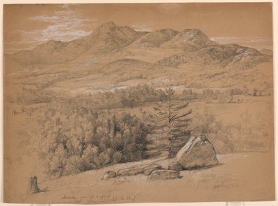 Rajz, A Chocorua-hegy látképe az Albany Road jobb oldalán lévő dombról, 1854. szeptember 12. alkotó: Daniel Huntington